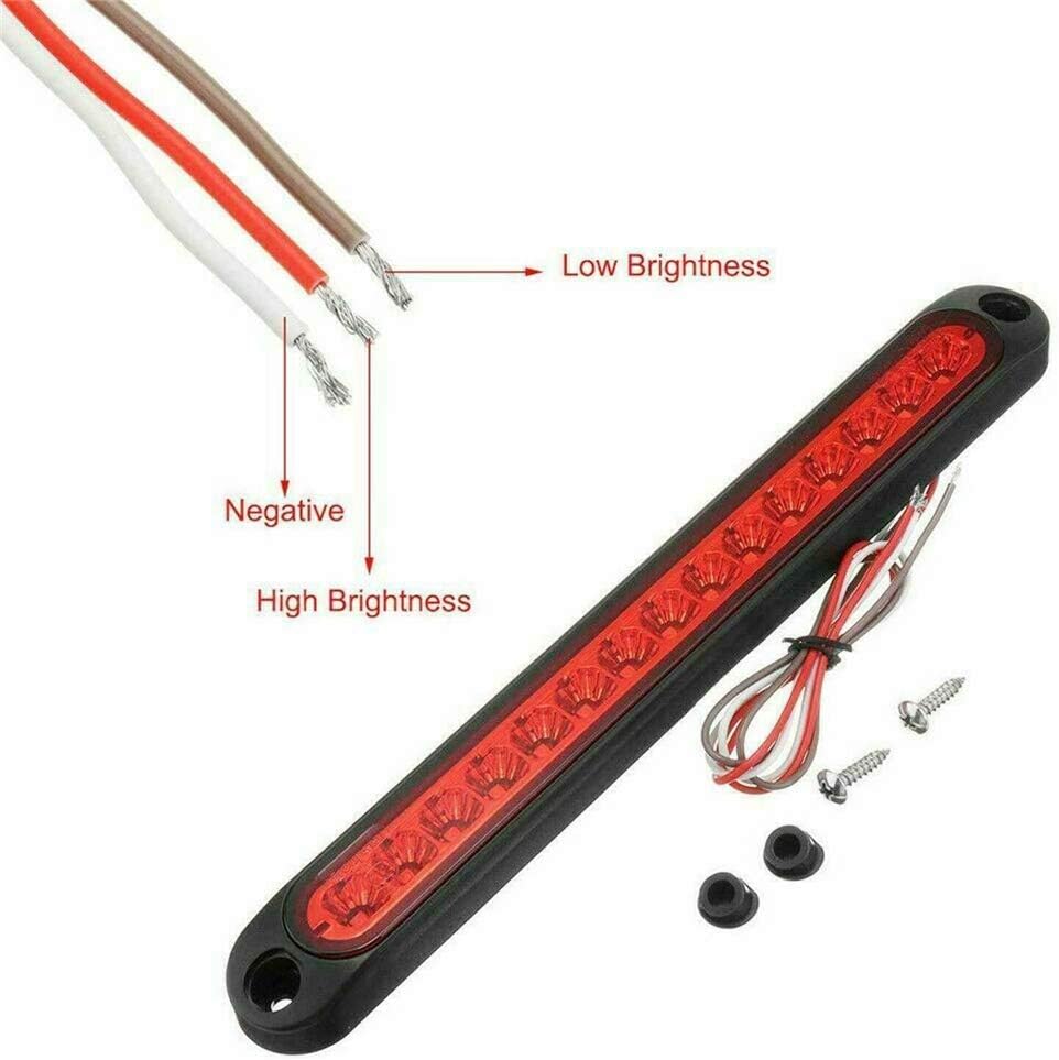 10-30V LED Third Brake Light,Rear Cargo Lamp 15 LED Universal Brake Light Assembly Waterproof High Mount 3rd Brake Light Cargo Lamp