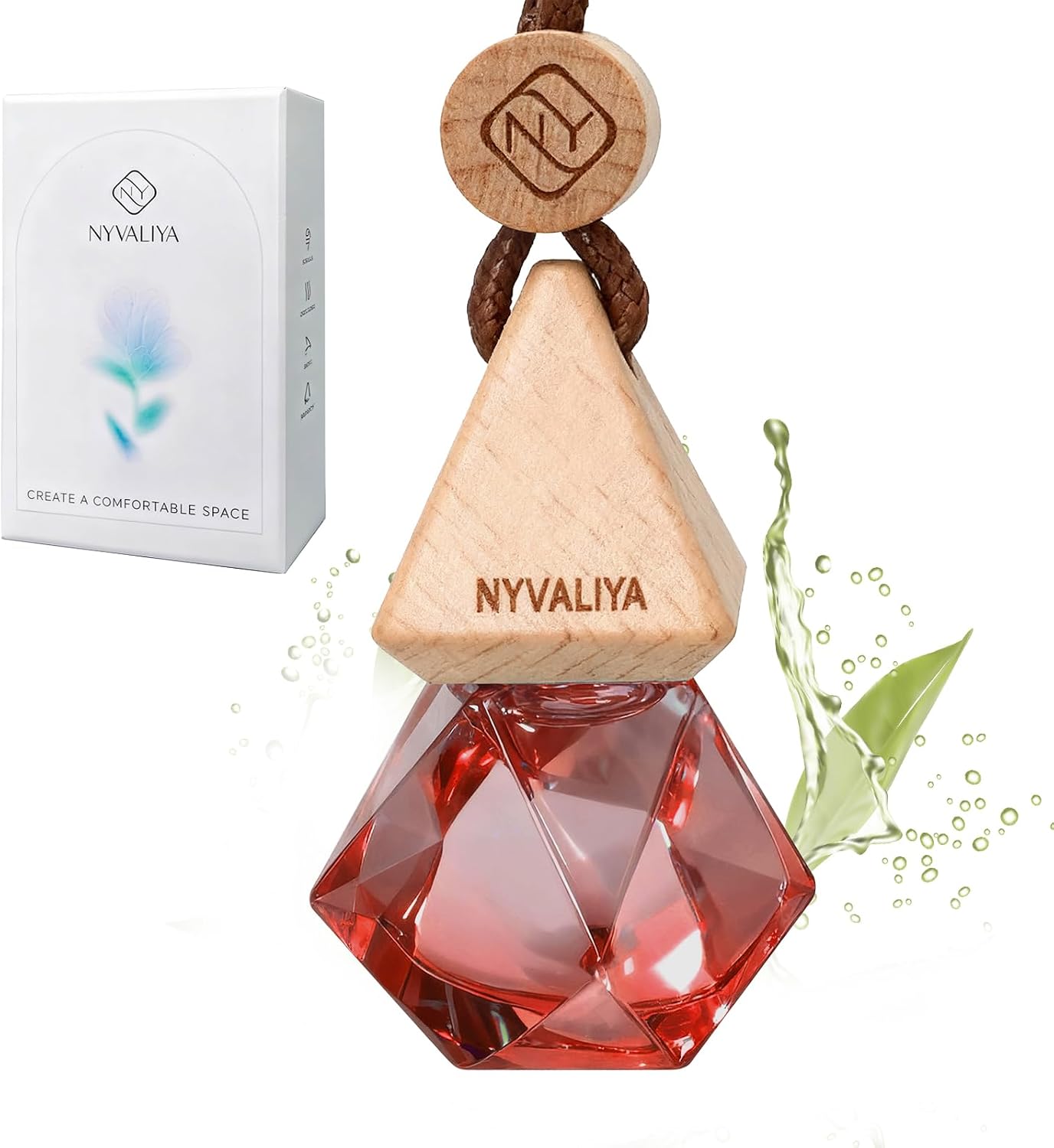 NYVALIYACar Air Freshener Hanging Diffuser with Natural Essential Oil, Zen Tea Scent Car Fresheners, Long Lasting Car Smell Air Fresheners, Car Air Fresheners for Women & Men (Zen Tea)