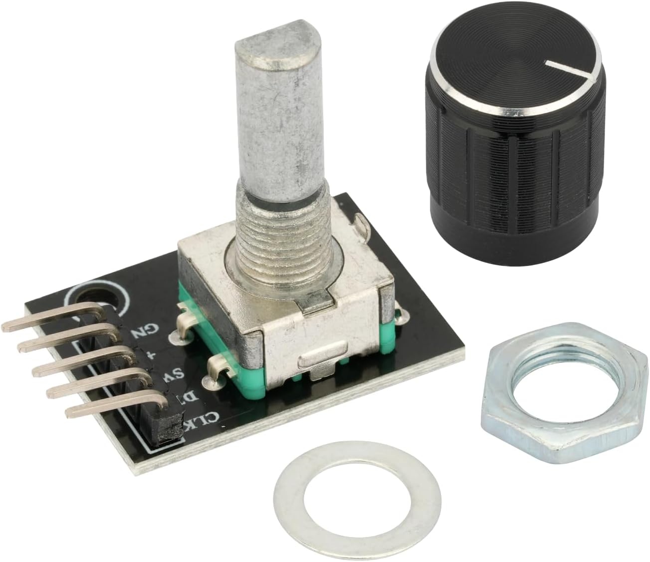 6 Pcs KY-040 Rotary Encoder with Push Button and Knob Cap Compatible with for Arduino