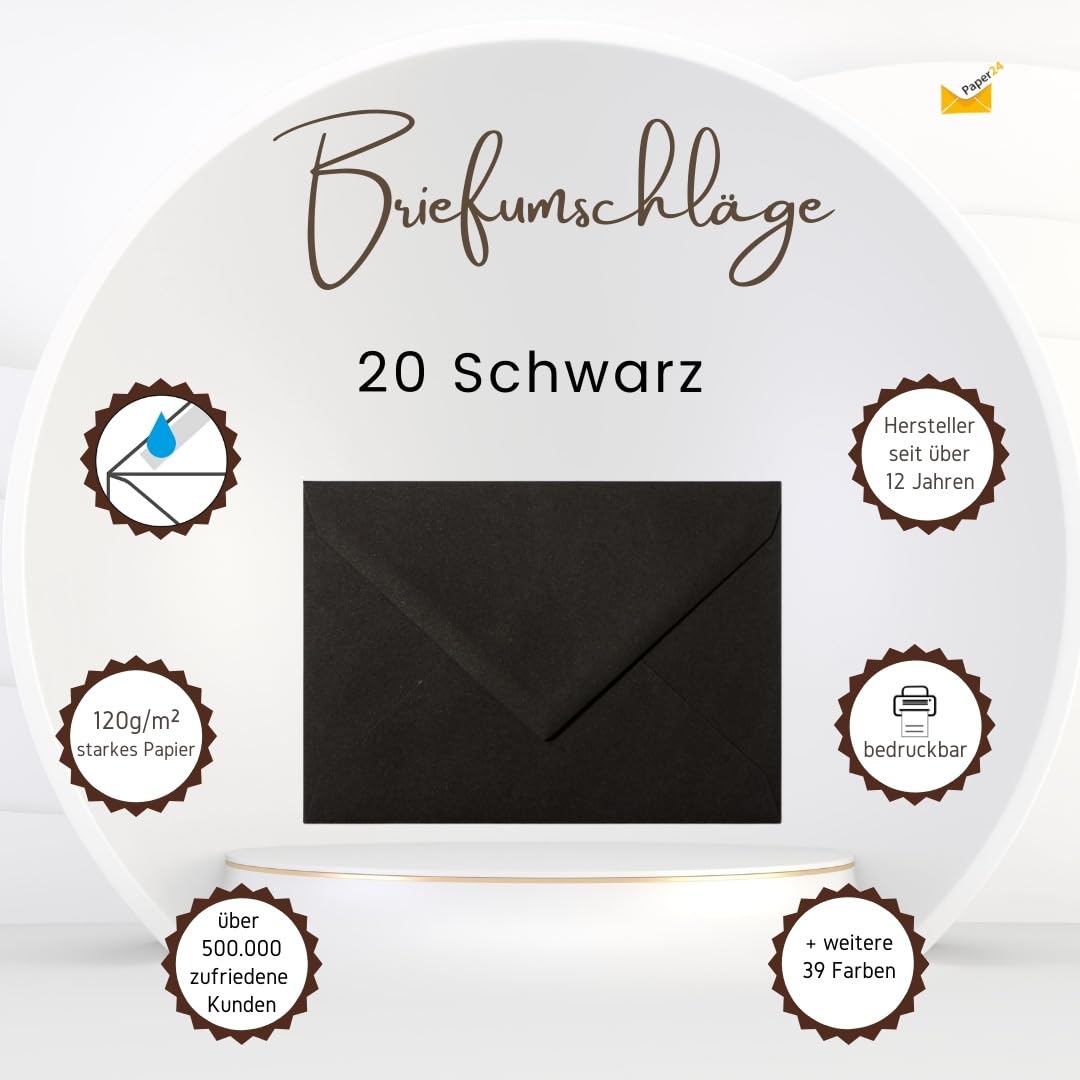 100 kopert C5 z trójkątną klapką C5 162 x 229 mm (16,1 x 22,9 cm), gramatura: 120 g/m² - czarne