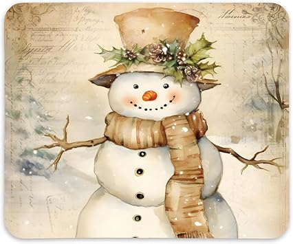 QIYUHOY Snowman Christmas Decorations,Vintage Christmas Mousepads for Desk Office,Christmas Birthday Gifts for Girls Women,Non-Slip Rubber Base Mousepad for Home Gaming Laptop,9.5x7.9 in