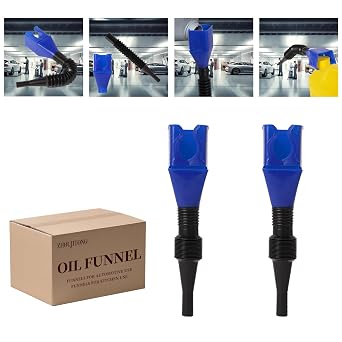 2-Pack Flexible Car Funnel for Oil Change, Retractable Snap-On Automotive Funnel with Adjustable Hose, Leak-Proof Spill-Free Design for Motorcycle, Cars, Repair Shop