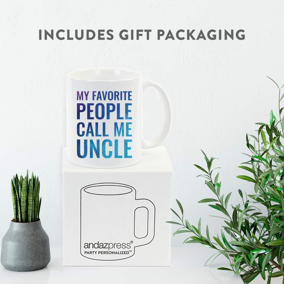 Andaz Press 11oz. Father's Day Birth Announcement Coffee Mug Gift, My Favorite People Call Me Uncle, Blue Watercolor, 1-Pack, Funny Dad Birthday Christmas Gift Ideas