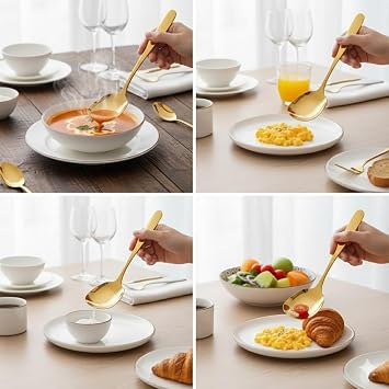 Premium Altın Kaplama Paslanmaz Çelik Servis Kaşığı – 21 cm Şık ve Dayanıklı Sunum Kaşığı