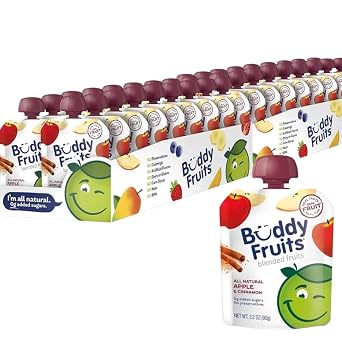 Buddy Fruits Snacks To Go Cinnamon Unsweetened Applesauce 3.2oz Pouch Pack of 70 Gluten-Nut-Dairy-Preservatives-BPA Free, Non GMO, Kosher
