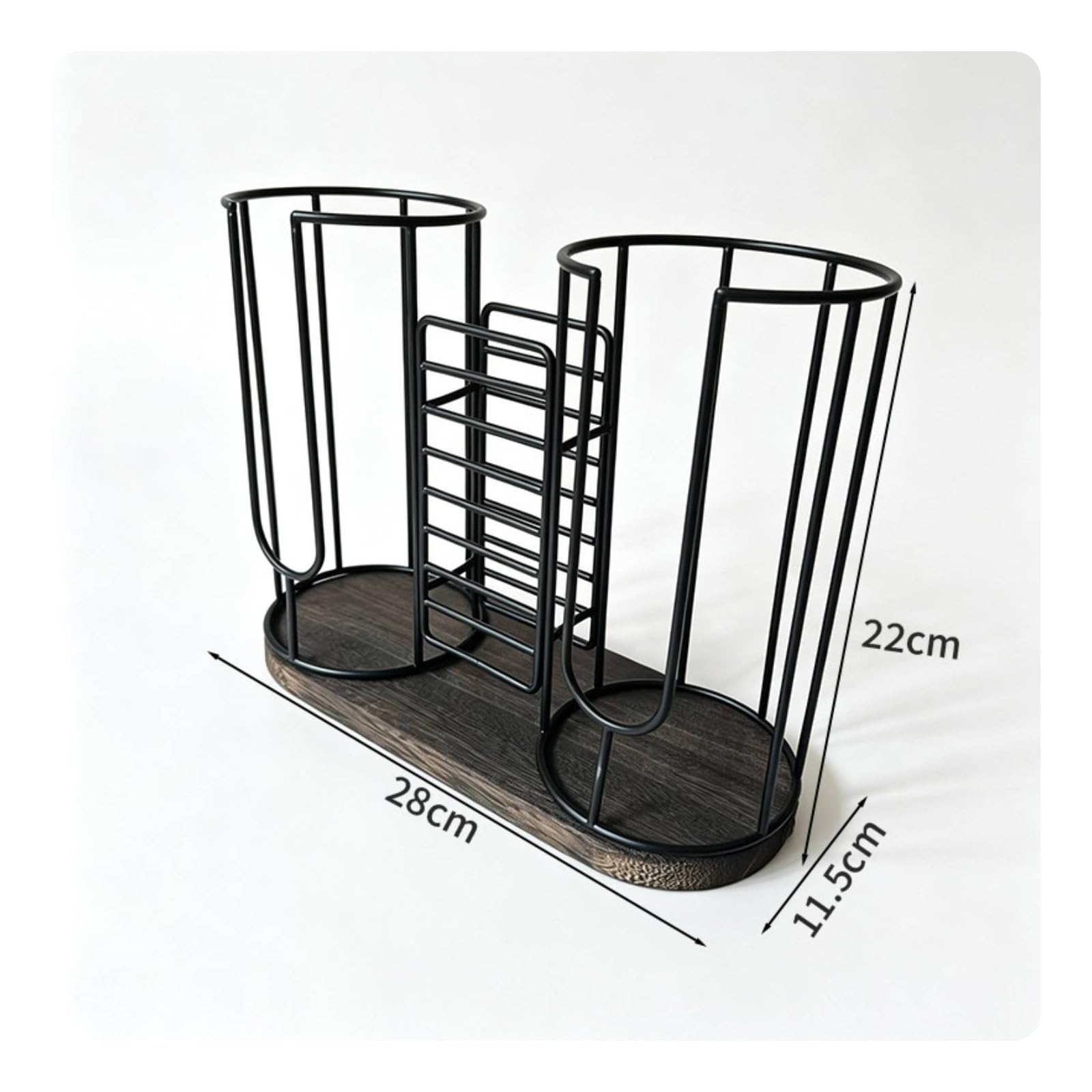 Gralara Rack Portavasos Encimera Negro | Resistente, Dispensador Vasos Papel para mostrador, Organizador Escritorio para Vasos, Bar, Cafetería, Estilo A
