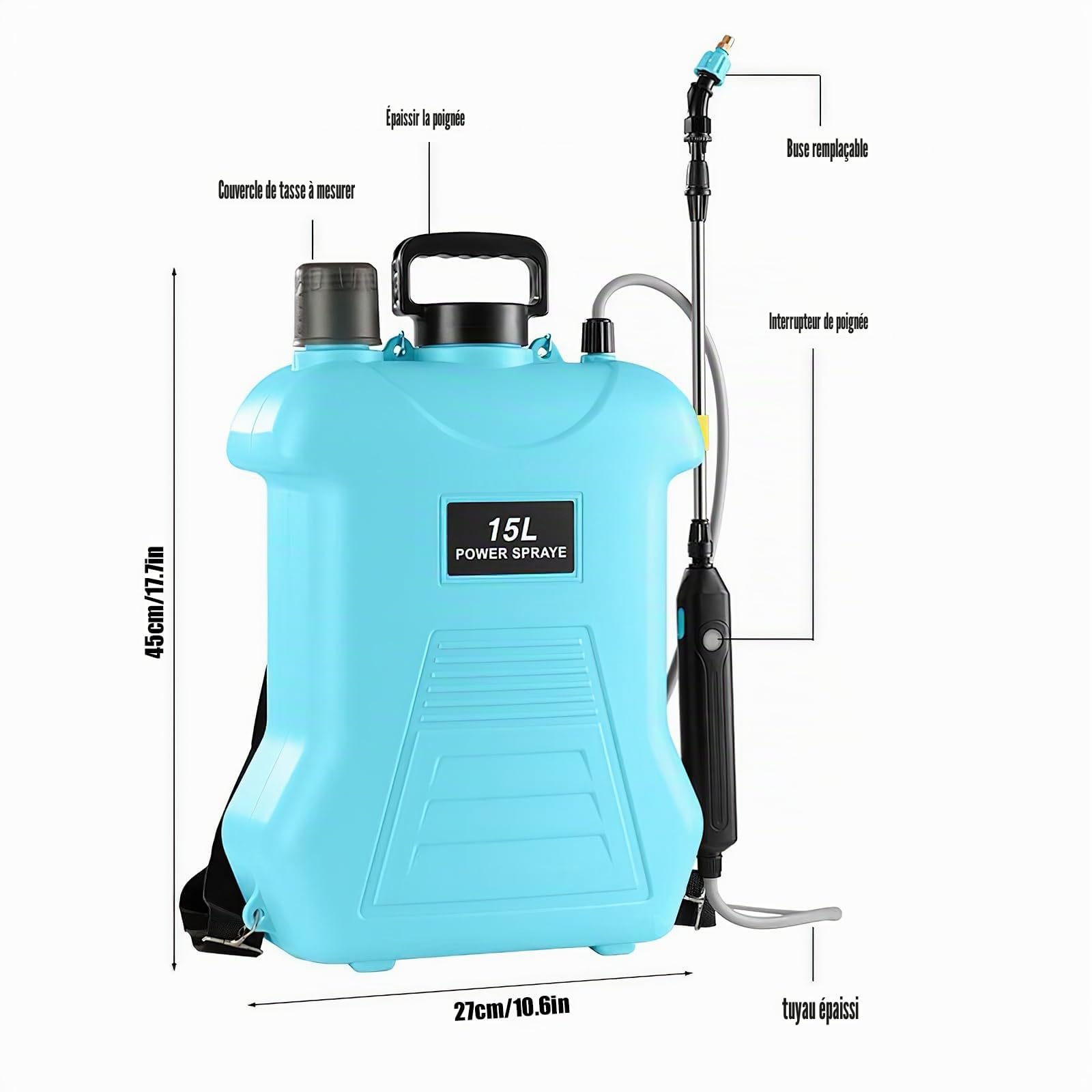PulvéRisateur éLectrique, 15l Pulverisateur A Dos, Pulverisateur Lance Telescopique, Trois TêTes De PulvéRisation Pro pour L'Arrosage des Fleurs, La DéSinfection, PulvéRisation De Pesticides (Vert)