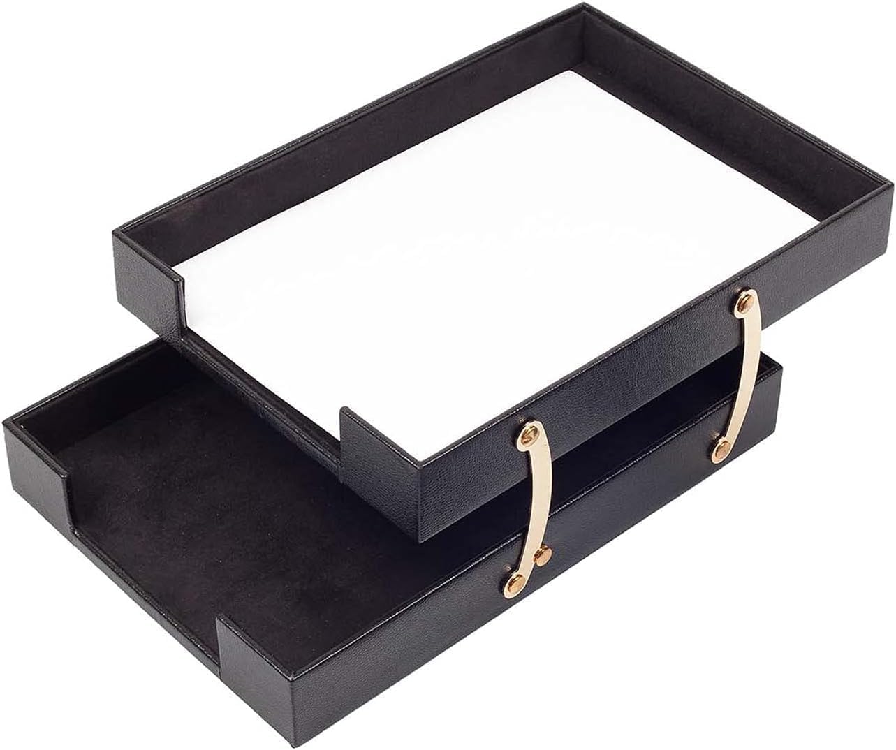 Bonded Set Luxury Leather Desk Pad & Desk Organization Essentials Desk Organizer Leather Desk Organizer (Black - 3 Pieces)