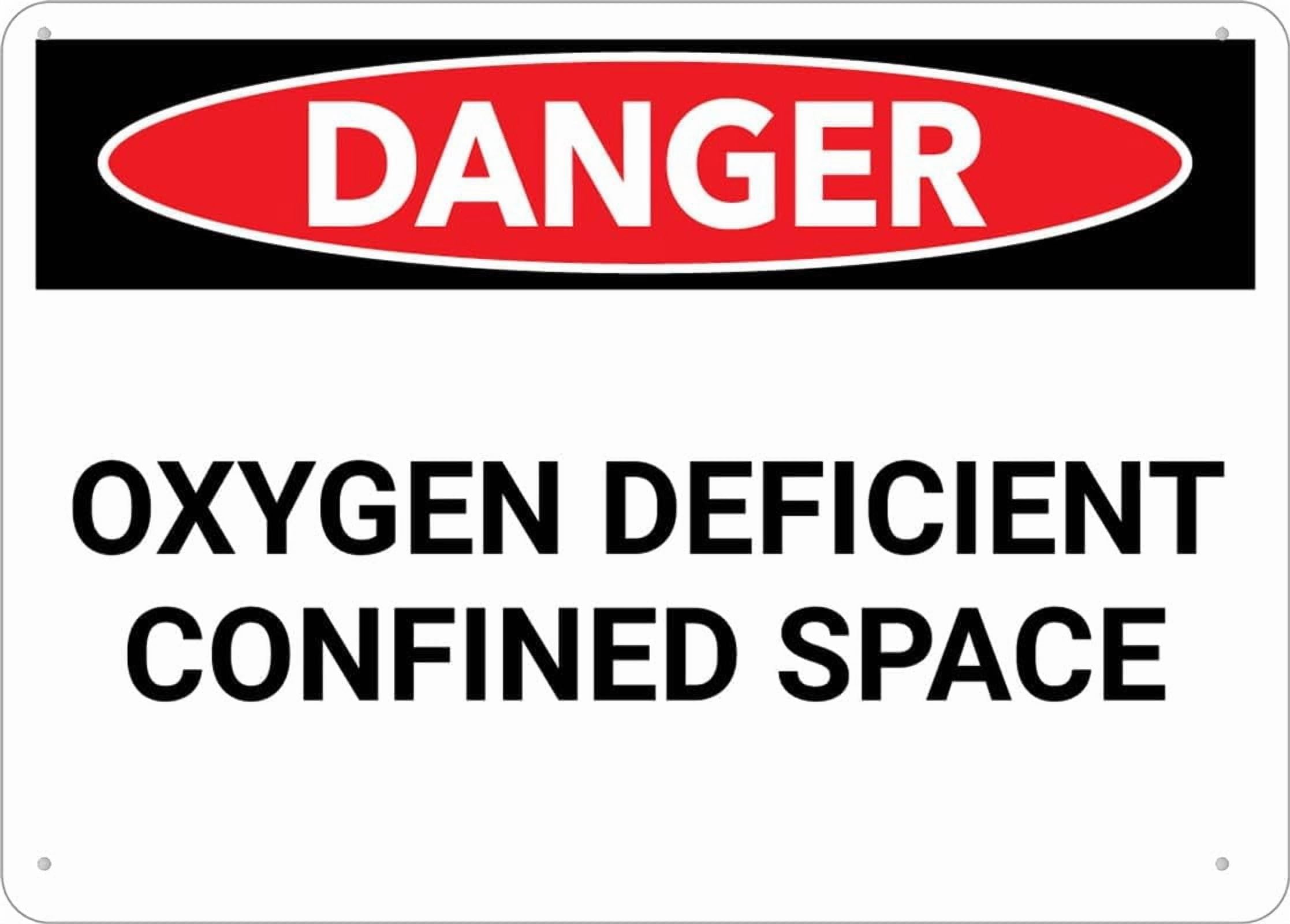 (2-Pack) Metal Tin Sign Sign Danger Oxygen Deficient Confined Space 8"x12" Weatherproof