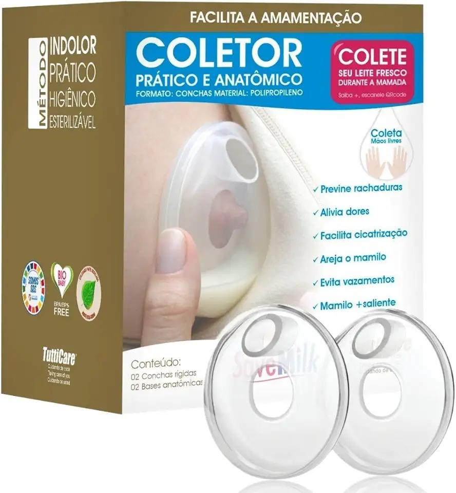 Concha Coletora de Leite Materno Pós Parto Protetor de Mamilo Anatômico Fácil de Usar