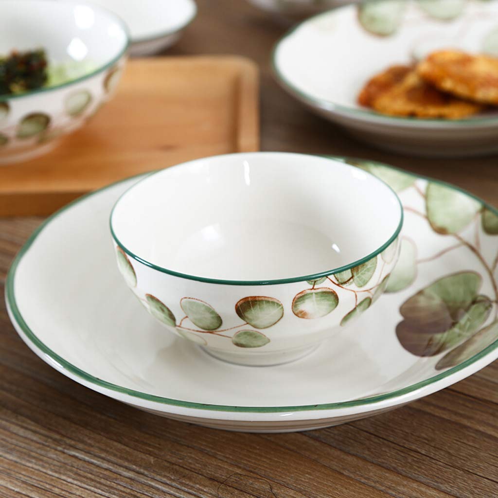 SAeWare Set da tavola in ceramica, ciotola/piatto/piatto, 42 pezzi, stile pastorale, set da tavola per feste in famiglia e cucina e ristorante