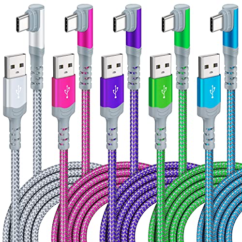 5Pack USB C Cable,10FT 3.1A Type C Charger Right Angle Fast Charging Cable