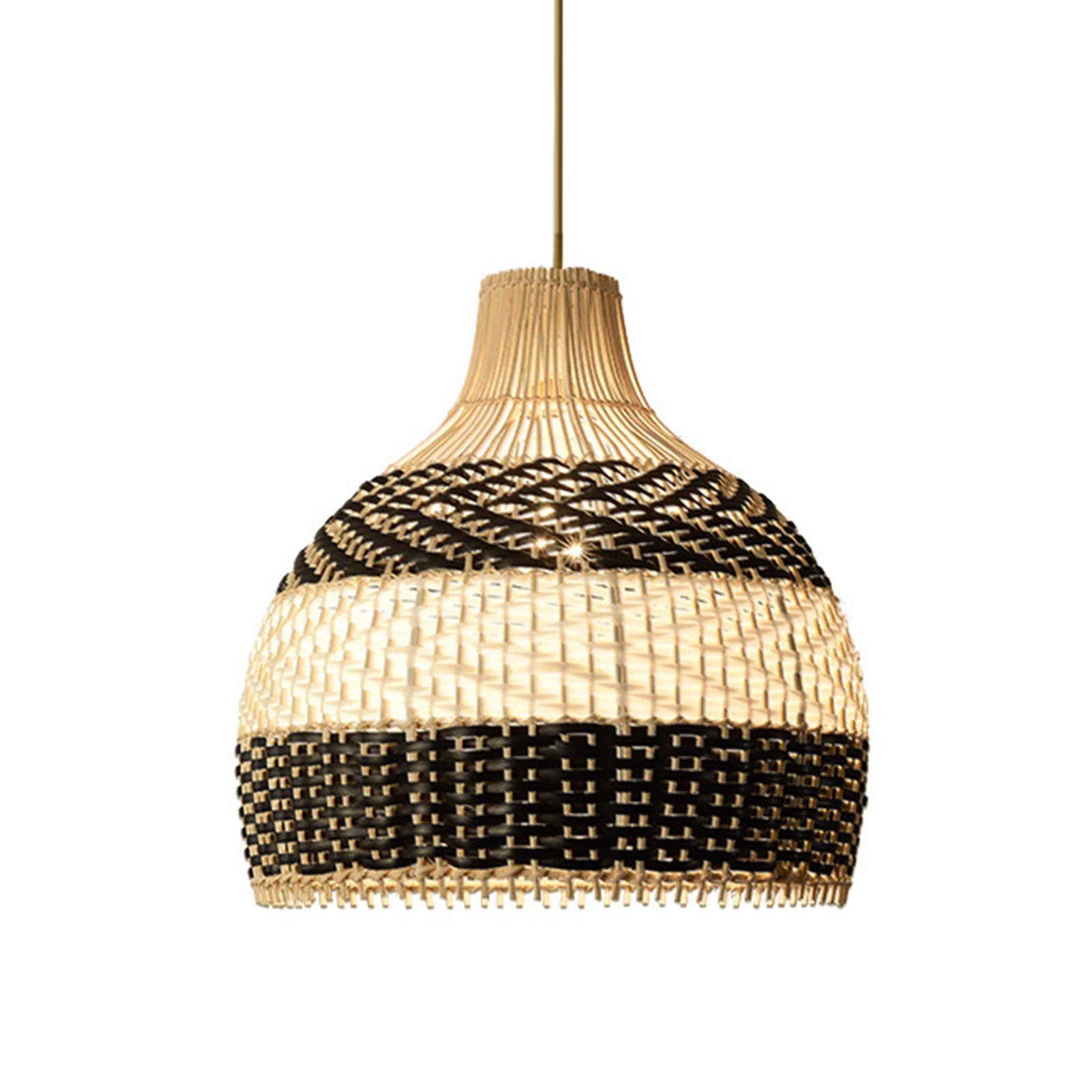 LED Chandeliers , Chinese Style Handmade Rattan Ceiling Lamp, Black and White Bamboo Woven Chandelier, Retro Art Deco Droplight,for Bedroom Living Room Kitchen Bathroom Dining Room ( Color : A )