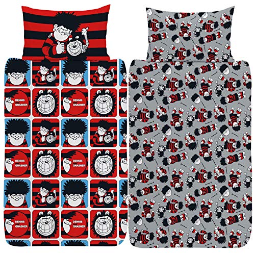 Official Beano Dennis & Gnasher Single/Double/King Duvet Cover Reversible Bedding Set (Single Duvet Cover)