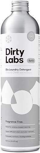 Dirty Labs Sin aromas, detergente líquido para ropa bienzima, 80 cargas (21.6 onzas líquidas), hiperconcentrado, alta eficiencia y lavado estándar a