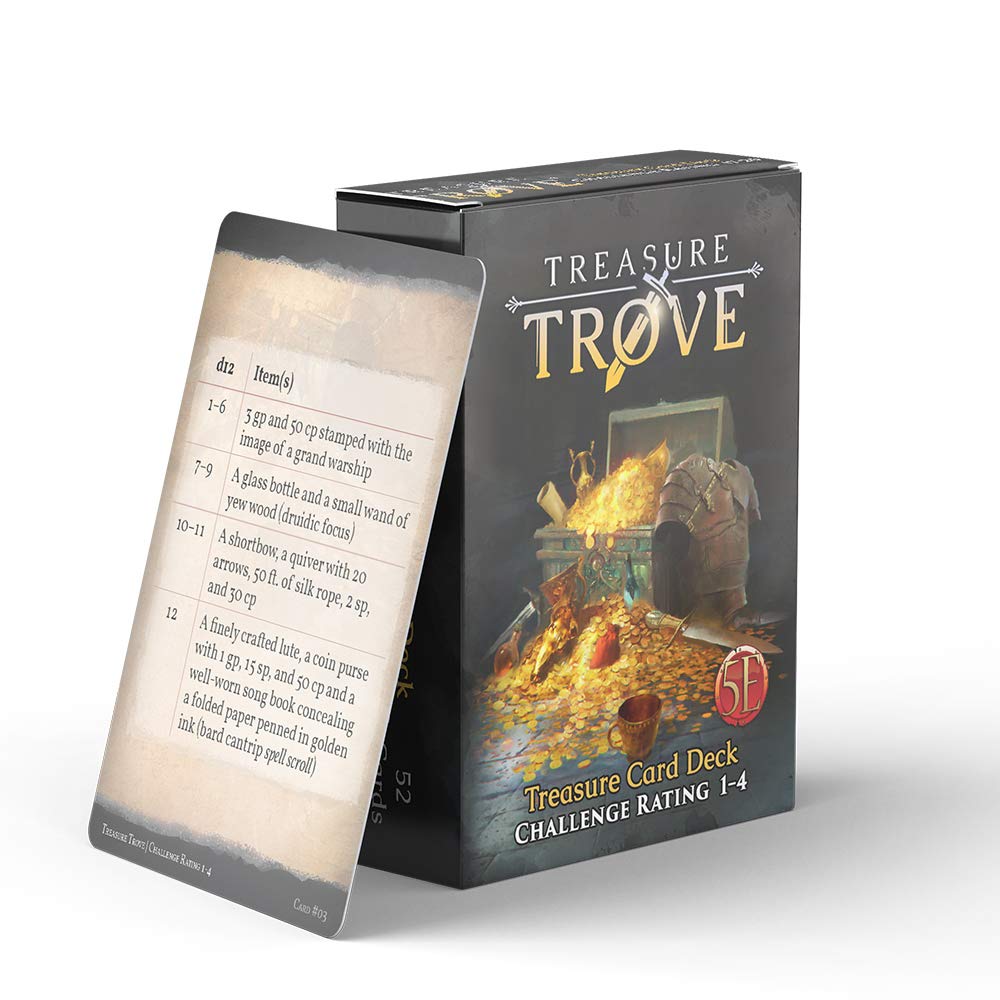 Dungeons and Dragons 5th Edition Deck of Cards – Treasure Trove Level 1-4 52 Cards - Games for Adults and Kids – DND Books – Gaming Accessories - Compatible with D&D 5e