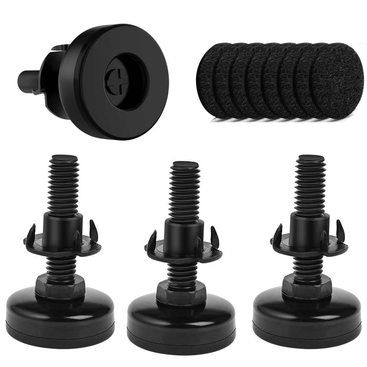 HASTHIP® 4PCS 3/8" Threaded Leveling Feet Adjustable Table/Furniture Feet Leveler Adjustable Furniture Feet, High Load Capacity 1320LB, Furniture Levelers Foot with T- Nut Kit 3/8"-16 Thread