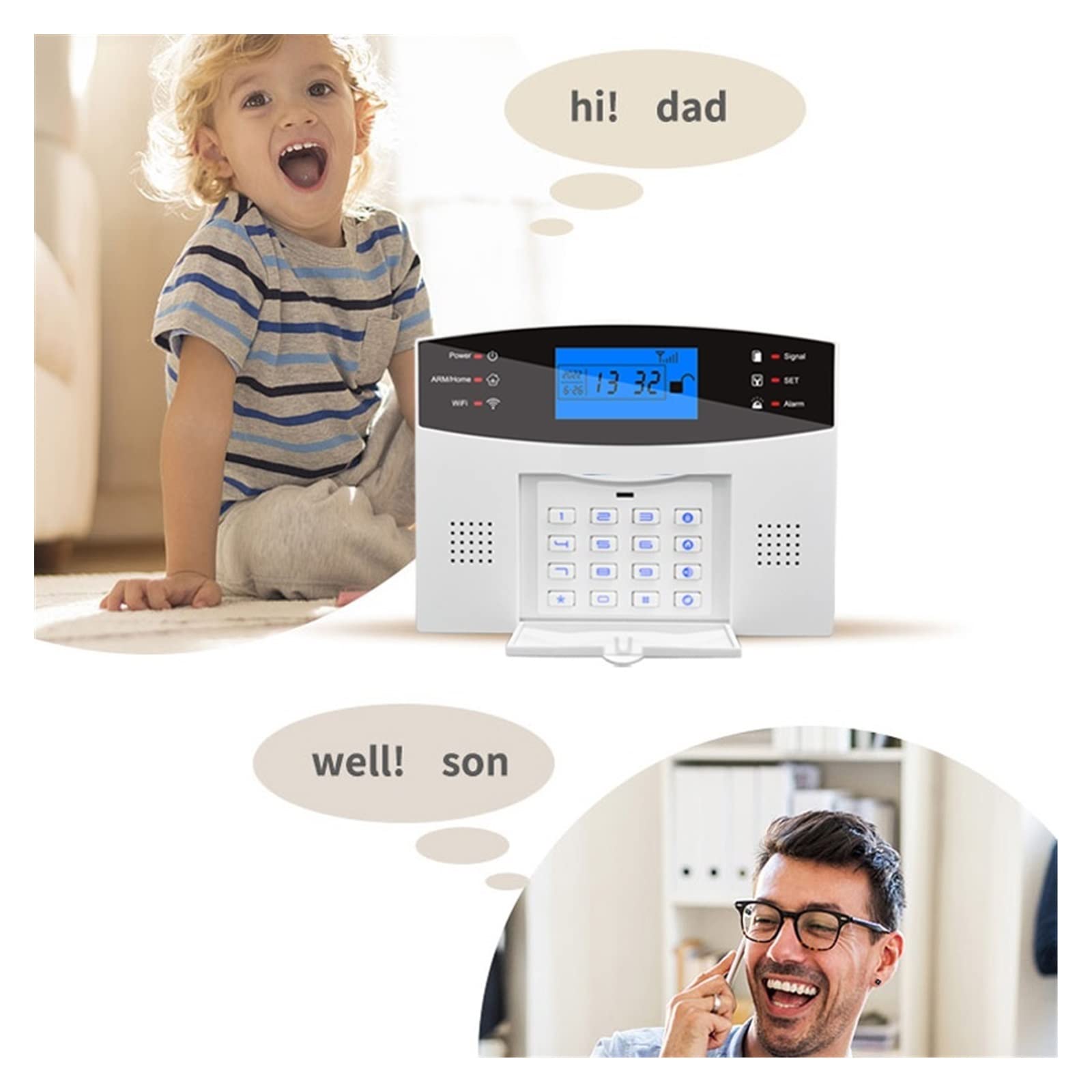 System alarmowy Wi-Fi Tuya WiFi inteligentny system alarmowy do domu bezpieczeństwo gsm Alarm antywłamaniowy 433MHz bezprzewodowy czujnik dymu do drzwi i okien zestaw syreny słonecznej (Color : E, S