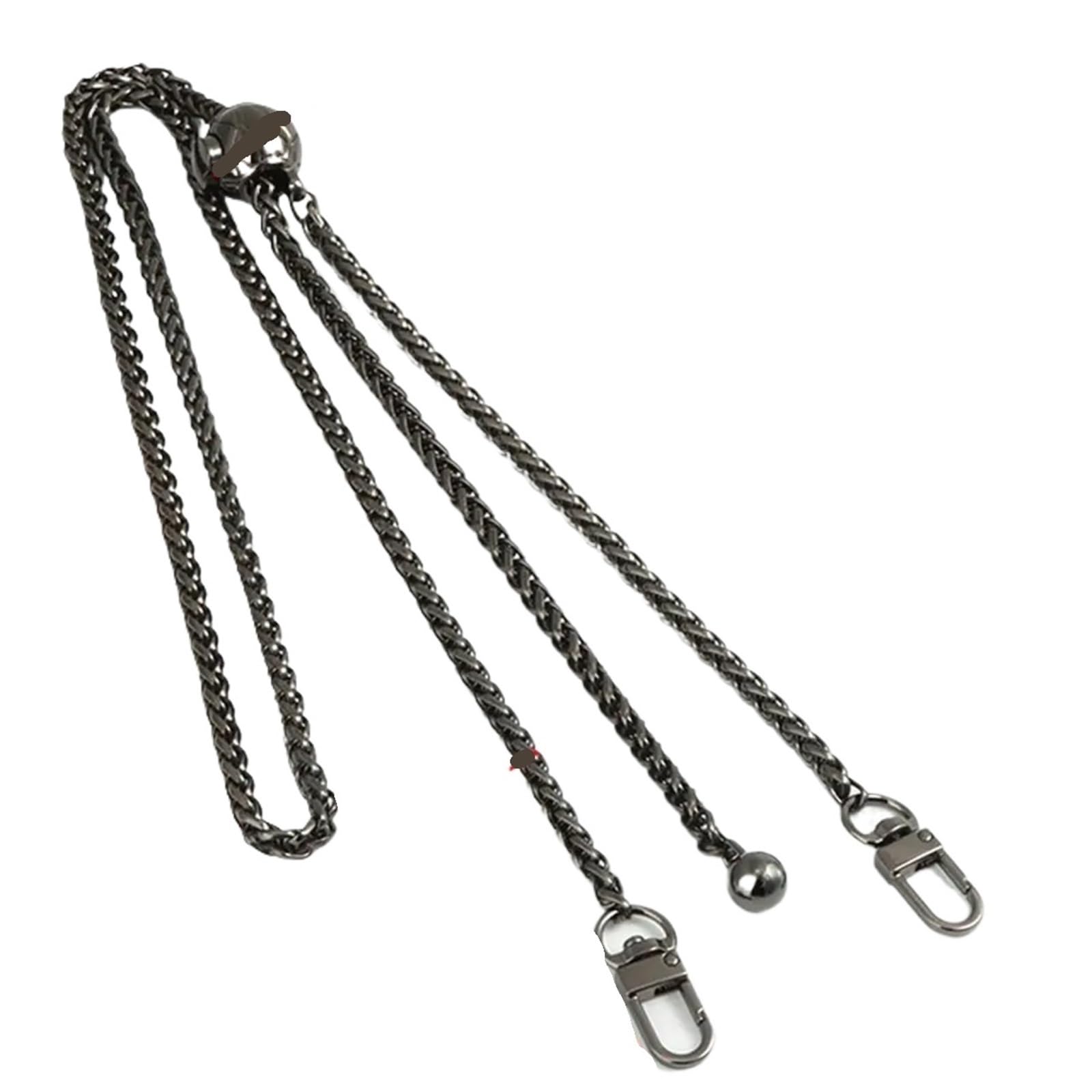 YUSUZH 2PCS Replacement 120cm Metal Purse Chain Strap Handle for Handbag Shoulder Crossbody Bag with Length Adjustable Ball for Small Bag(Black)