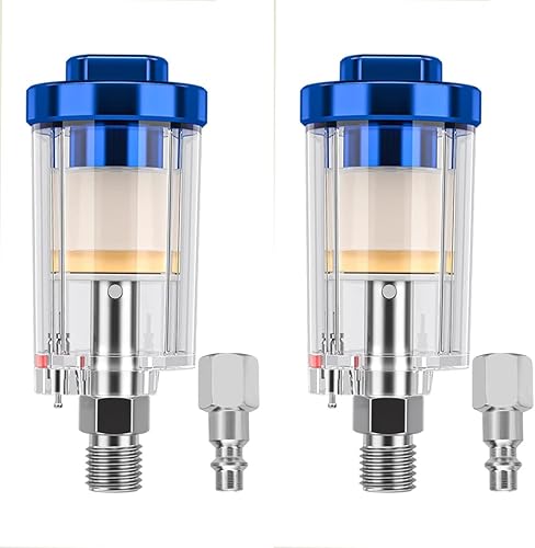 Filtro separador de aceite de agua, filtros rociadores Paniting 1/4" NPT Air Line Compresor Fitting (paquete de 2)
