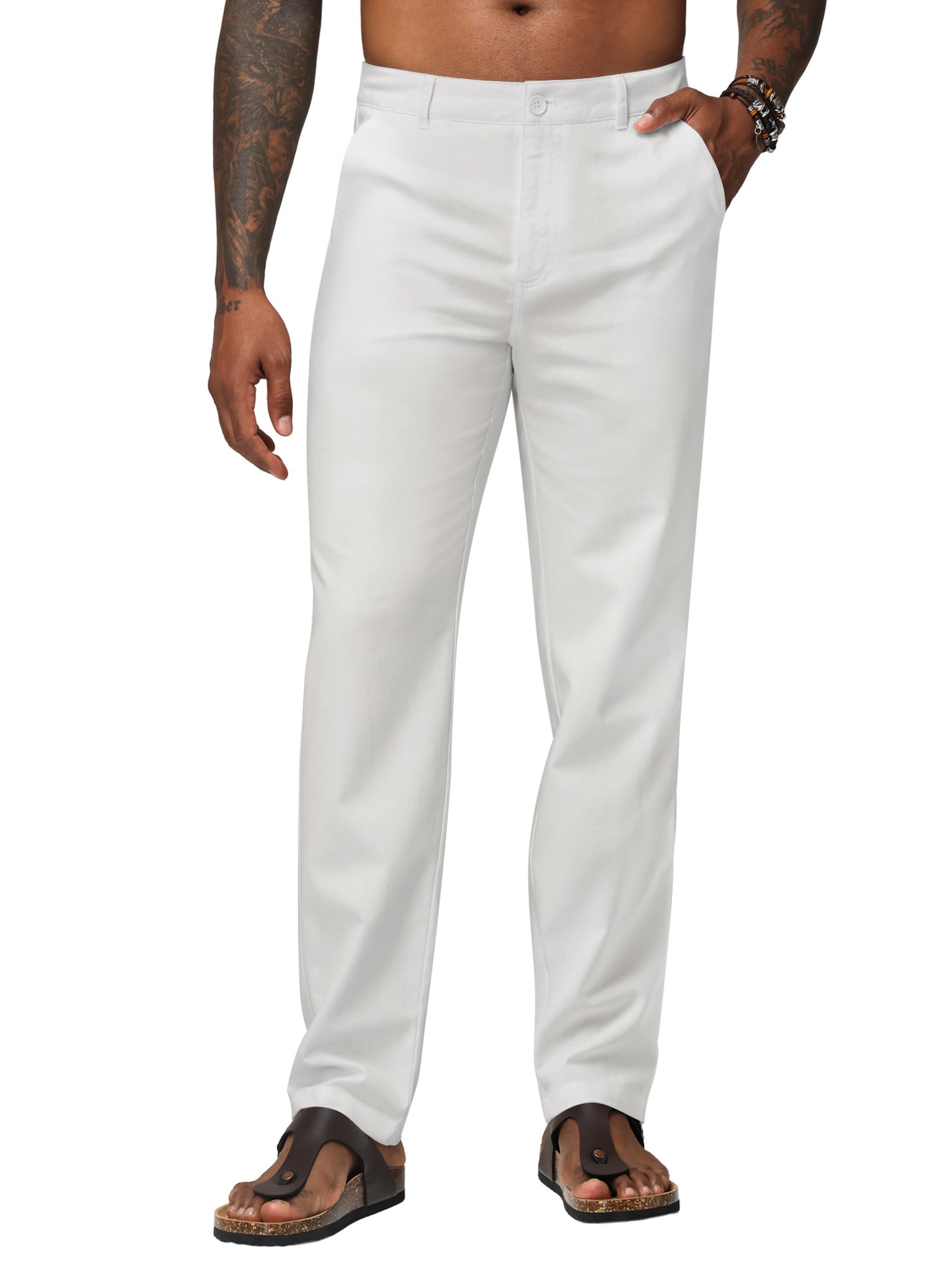 Men's Linen Pants Casual Breathable Dress Pants