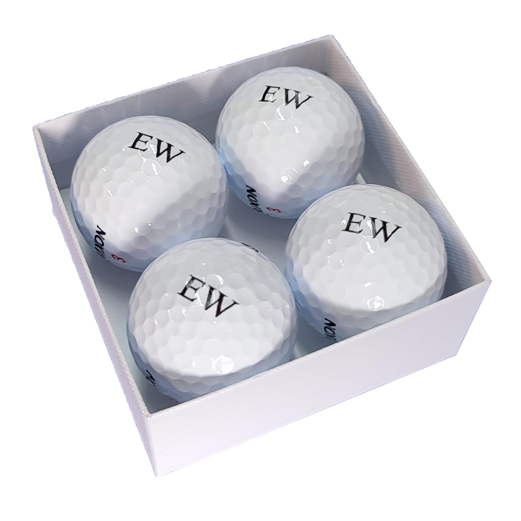 Pack of 4 Personalised Golf Balls, Gift for Golfer with matching printed gift box