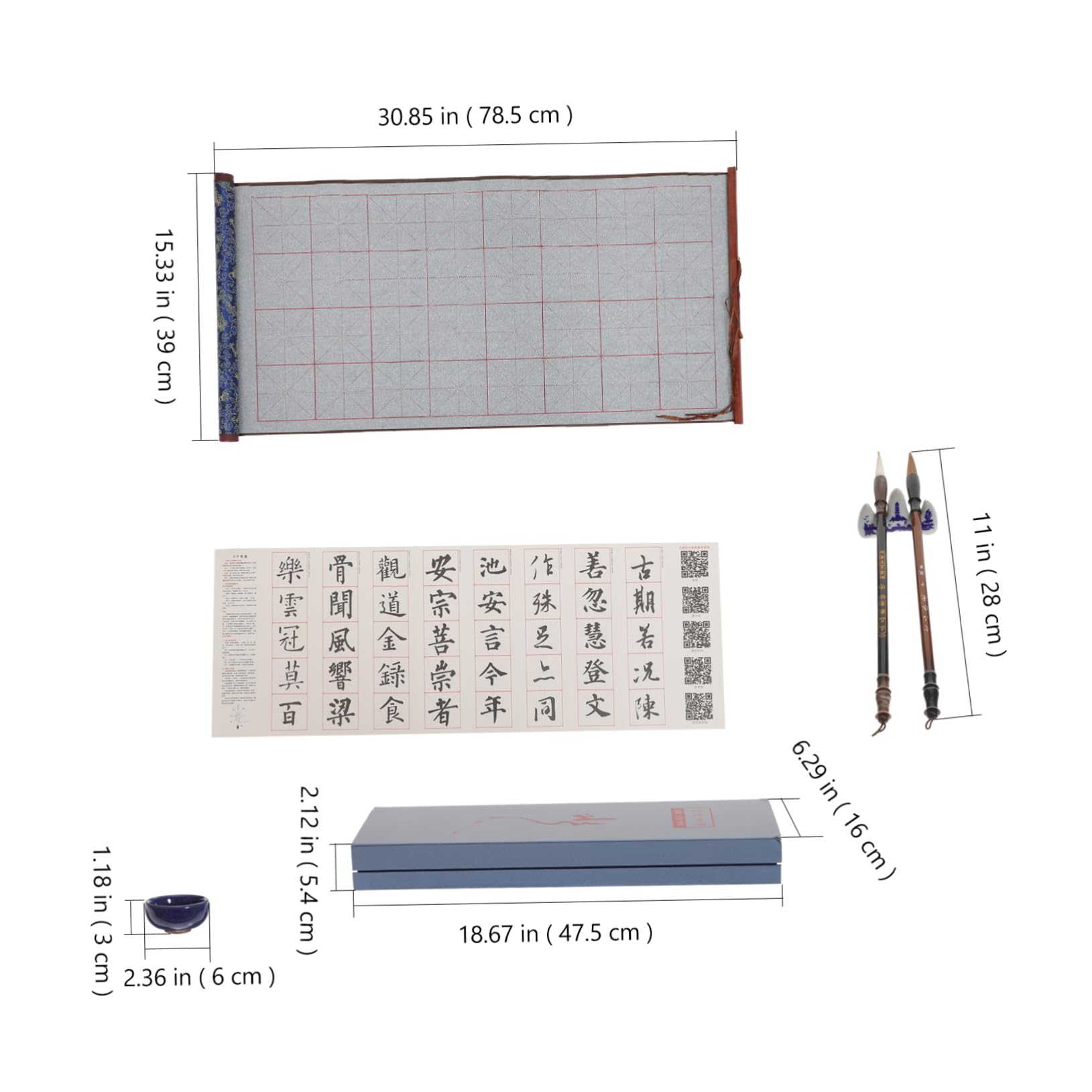 Housoutil Juego de Caligrafía Paño para Escribir Agua, Reutilizable y Portátil, para Principiantes, Práctica de Escritura y Pintura