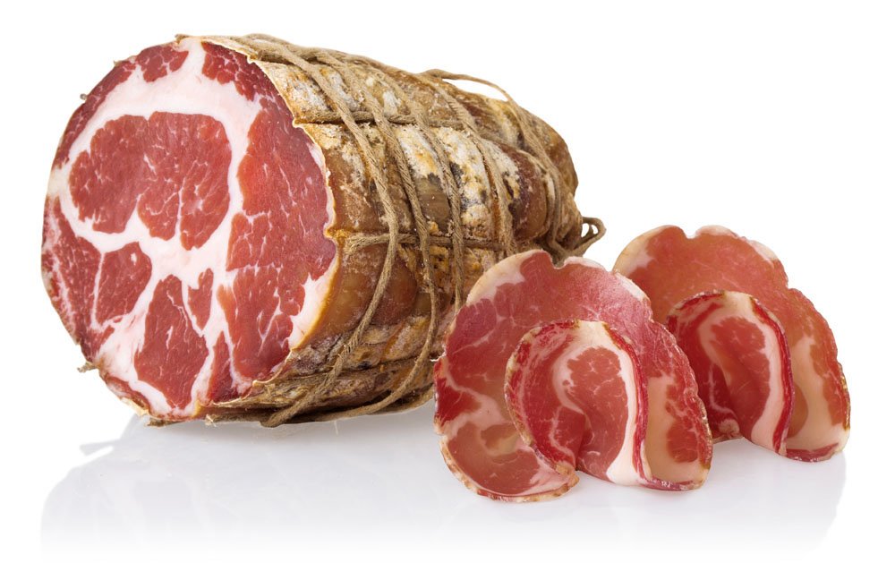 Coppa di Parma I.G.P. Salumi Pasini® | Entera 1,6 Kg | Embutido artesanal italiano curado | Ideal para el aperitivo | Sin gluten, sin lactosa y sin transgénicos