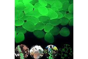 300PCS Glow in the Dark Green Luminous Pebbles for Outdoor Patio Lawn Yard and Decor