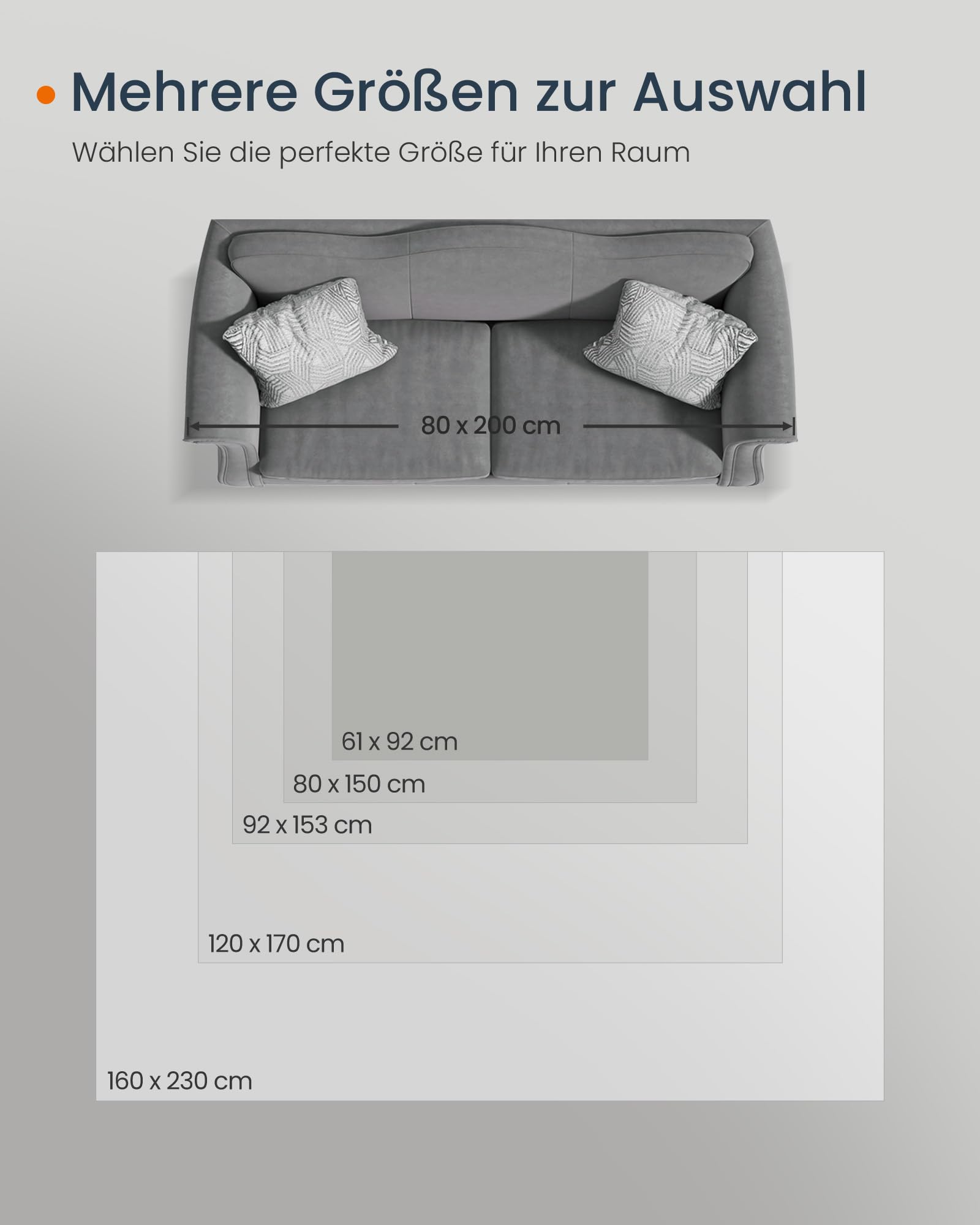 SONGMICS Vintage Teppich, 160 x 230 cm, Wohnzimmerteppich, Schlafzimmerteppich, Waschbarerteppich, Rutschfester Teppich, für Küche, Flur, Esszimmer, Taubengrau TAR033G01