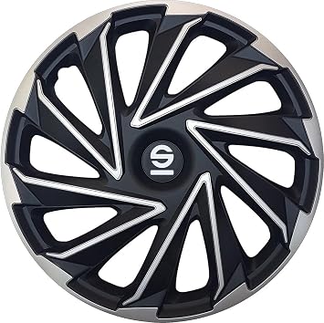 Sparco Varese SPC1580SVBK Set of 4 Wheel Trims 15 Inch Silver Black