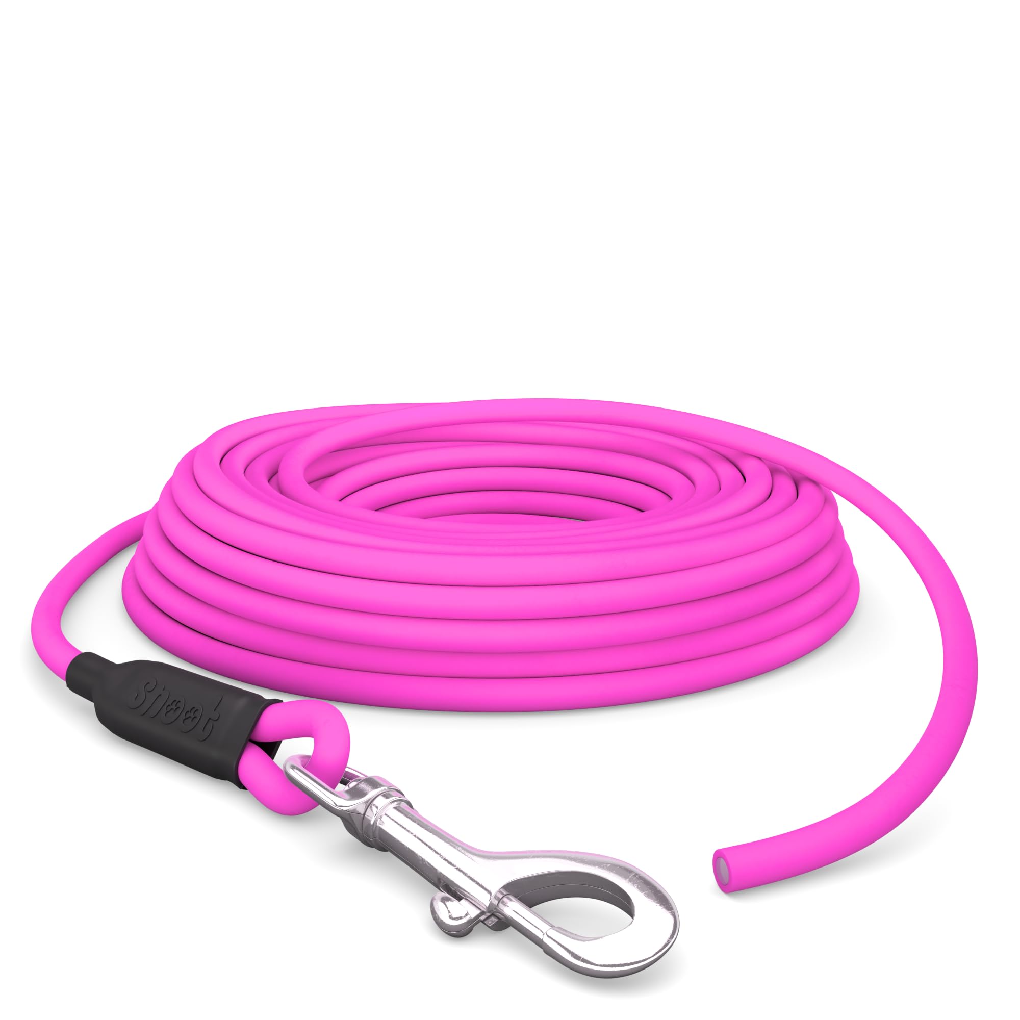 10 m Recall Lead for Dogs Waterproof Round Lead without Loop, Safe Freewheel Training Lead, Pink, up to 35 kg