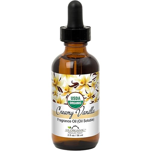 US Organic Creamy Vanilla Fragrance Oil_Oil Soluble_USDA Certified Organic_for Candle, Soap Making, Shampoo, Conditioner, Body Oil, Body Butter, Craft, DIY Projects, and Small Businesses_2 fl oz