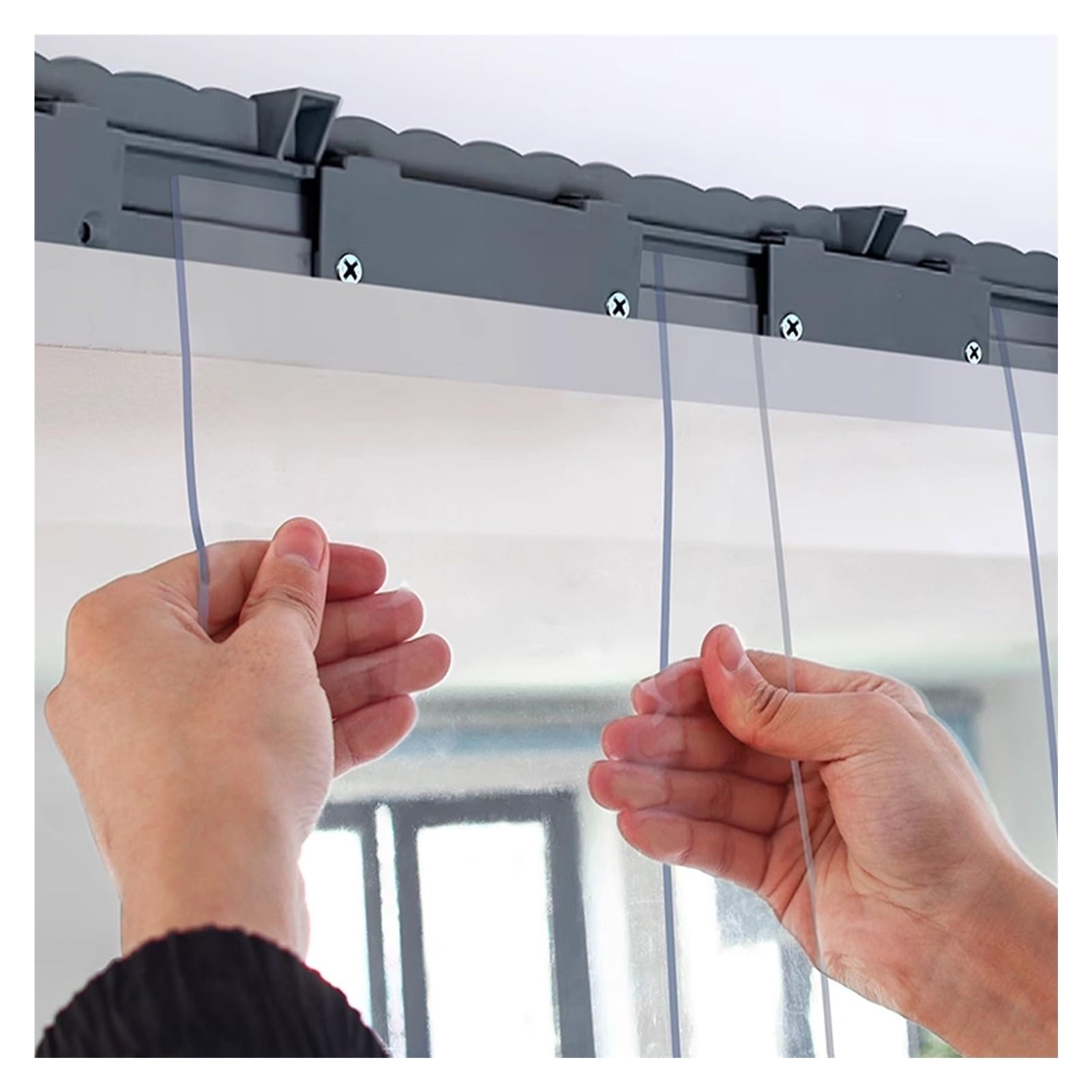 PVC Rideaux à Lamelles Bandes Porte Plastique Isolation Thermique Lanieres Séparation Abris de Jardin, Balcons(105x240cm/41.34x94.49in)