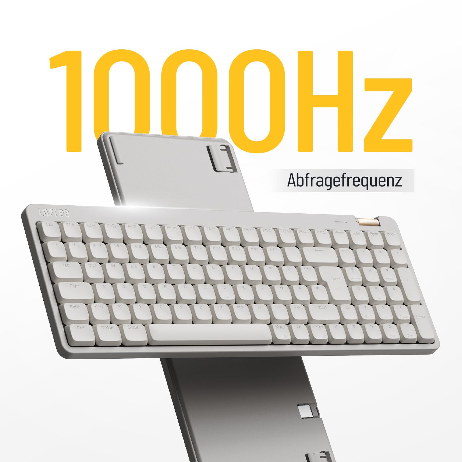 LOFREE Flow Lite100 Tasten Low Profile Mechanische Tastatur (Deutsches Layout QWERTZ) - Kabellos Bluetooth/2.4G/Kabel, Swappable mit Specter Linearen Switches, Wiederaufladbar - Für Win&Mac (Weiß)