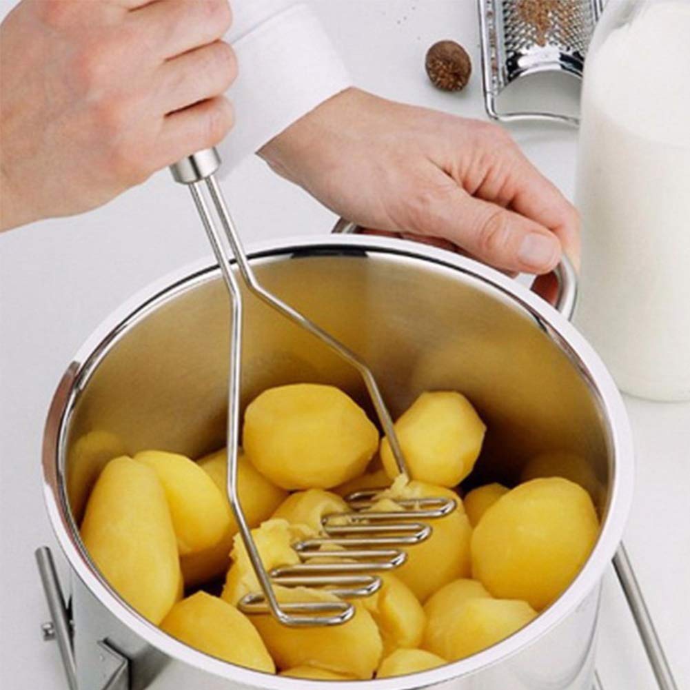 Schiacciapatate, Manico Orizzontale ergonomico Inossidabile, Ottimo per Preparare Purè di Patate, Guacamole, Insalata di Uova, Pane alla Banana, 10 Pollici