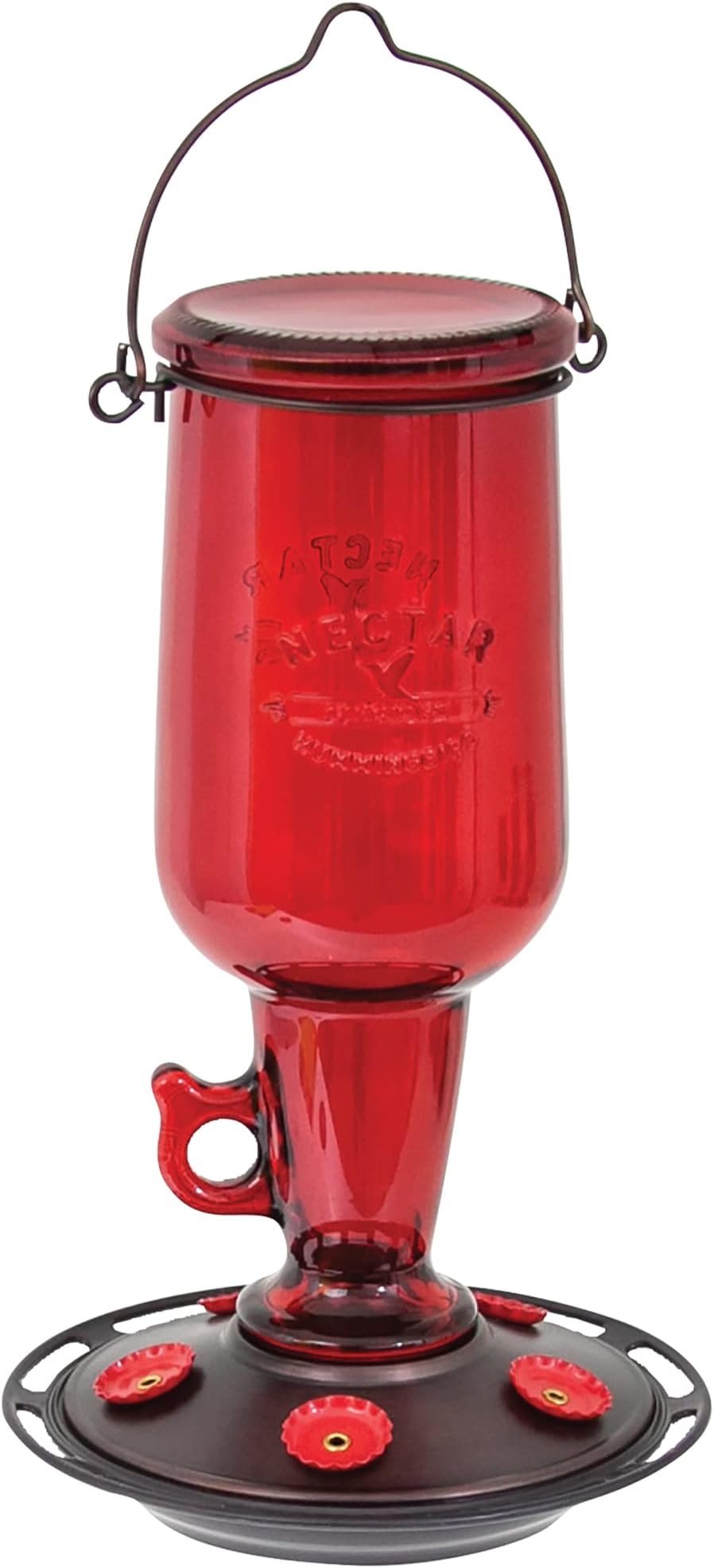 More Birds Jug Hummingbird Feeder, Glass Hummingbird Feeders for Outdoors, 5 Feeding Stations, 23 Ounces