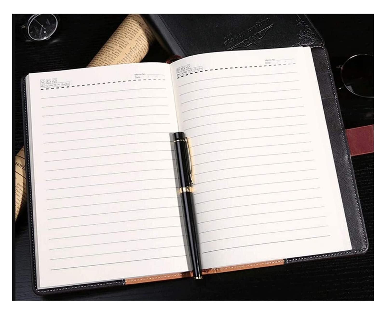 Diario personale aziendale in pelle con codice di blocco, blocco note spesso, prodotti di cancelleria, diario regalo personalizzato(E)
