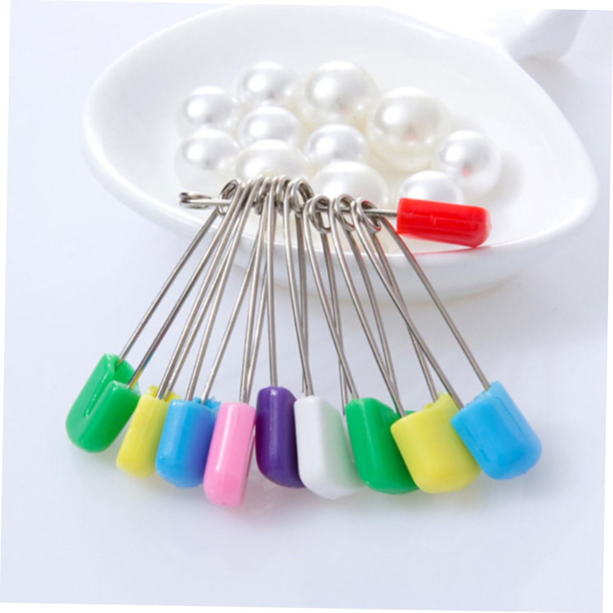 Imperdibles de Acero Inoxidable Cabezales Plásticos Duros 24 Uds | Imperdibles Pañalera Bebe, Cabezales de Bloqueo, para Pañales Tradicionales y Uso en Adultos