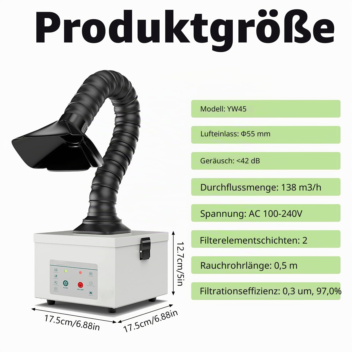 Lötabsaugung 45W, Lötrauchabsaugung mit Aktivkohlefilter, Lötrauchabsorber Desktop Mobil Rauchabsauger 138 m³/h, Geräuscharmes Rauchreinigung für Lötrauch, Laserdampf & Feinstaub