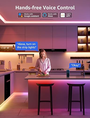 Miniatura 5 de Lepro Tira de luces LED inteligentes S2 AI, tiras de luz RGBCW de 32.8 pies con 2700K-5700K blanco cálido sintonizable, segmento de color bricolaje,