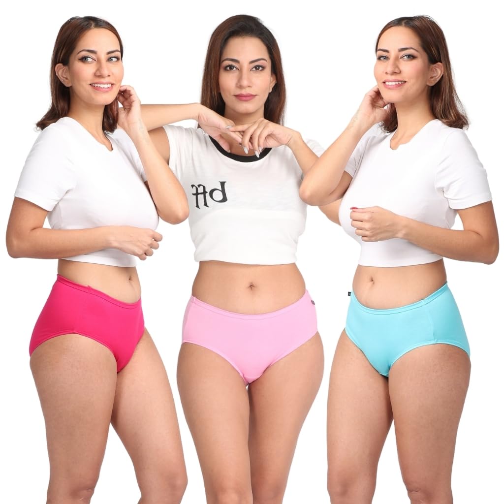 adira Ladies Panty Cotton Combo Pack | High Waist Panty with Full Coverage | Inside Elastic - No Elastic Exposure to Skin | Soft Cotton | Pack of 3-picture-36