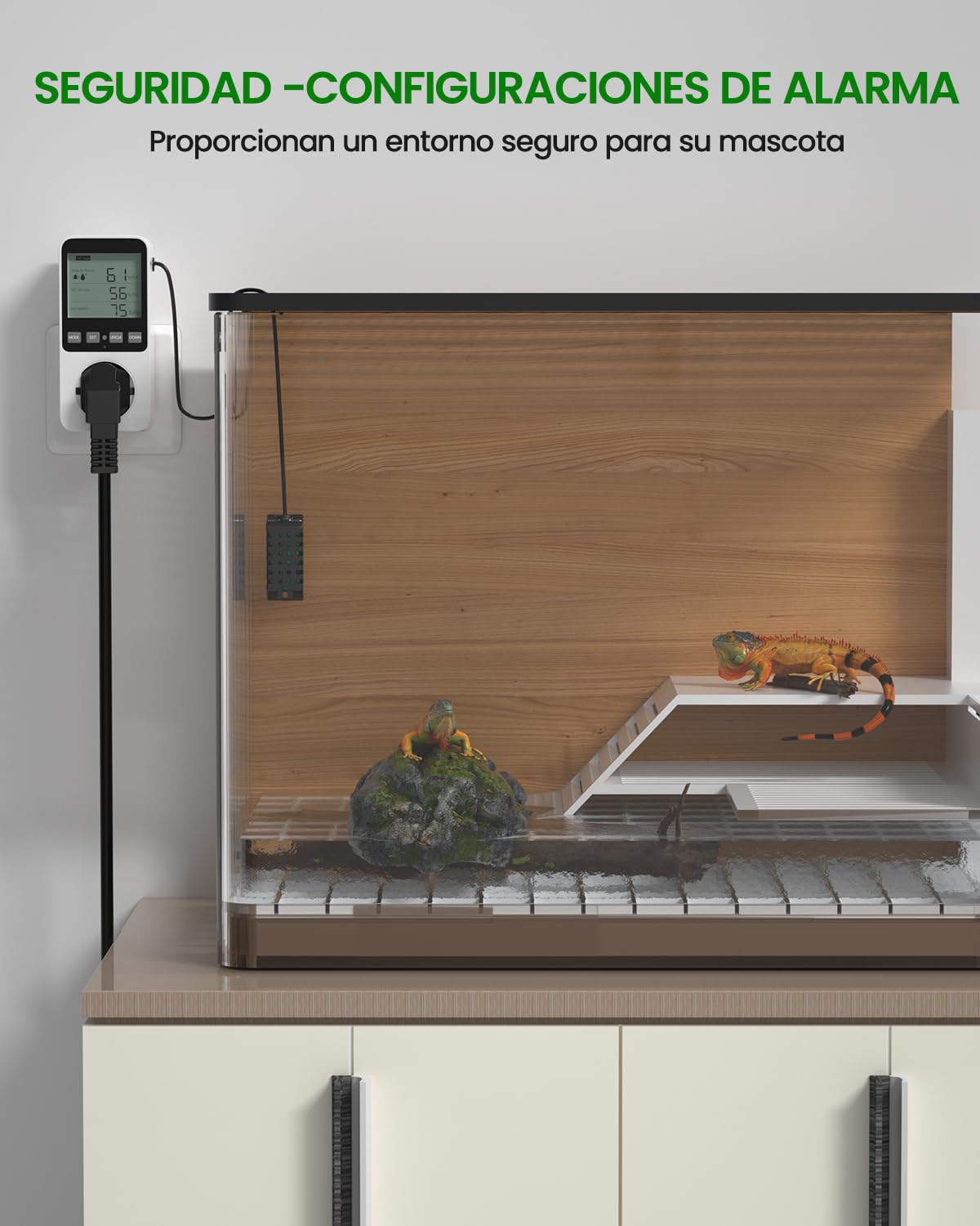 Enchufe Temporizador Programable, Enchufe Programador de Controladores de Temperatura y Humedad con Pantalla LCD con Alarma para Reptiles, Invernadero, Acuario, Champiñón(1 Unidade