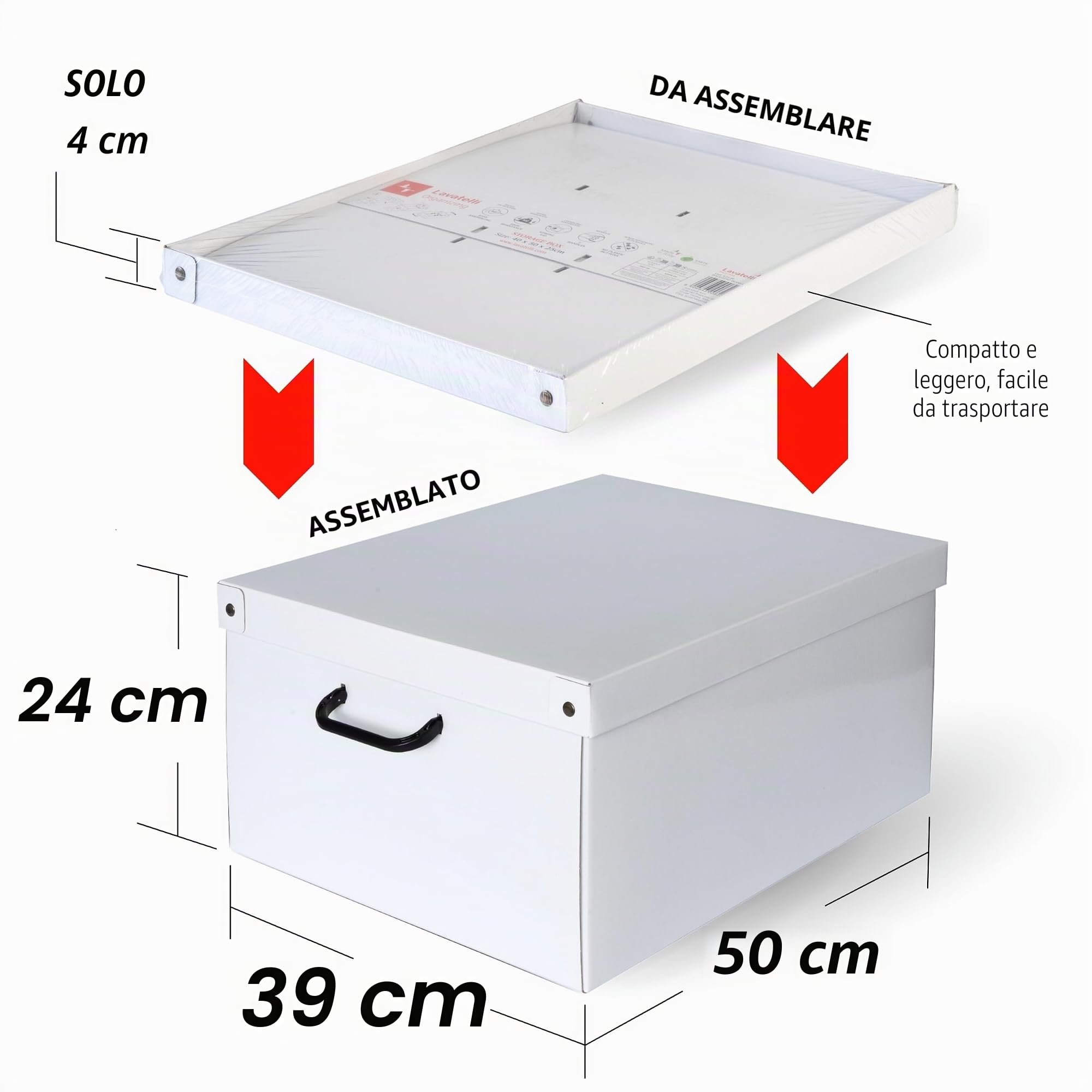 Lavatelli Set 6 Scatole Armadio Portaoggetti con Coperchio – Organizer Cambio Stagione in Cartone 39x50x24 cm – Made in Italy, Resistenti, Facili da Montare, con Maniglie, FENICOTTERI