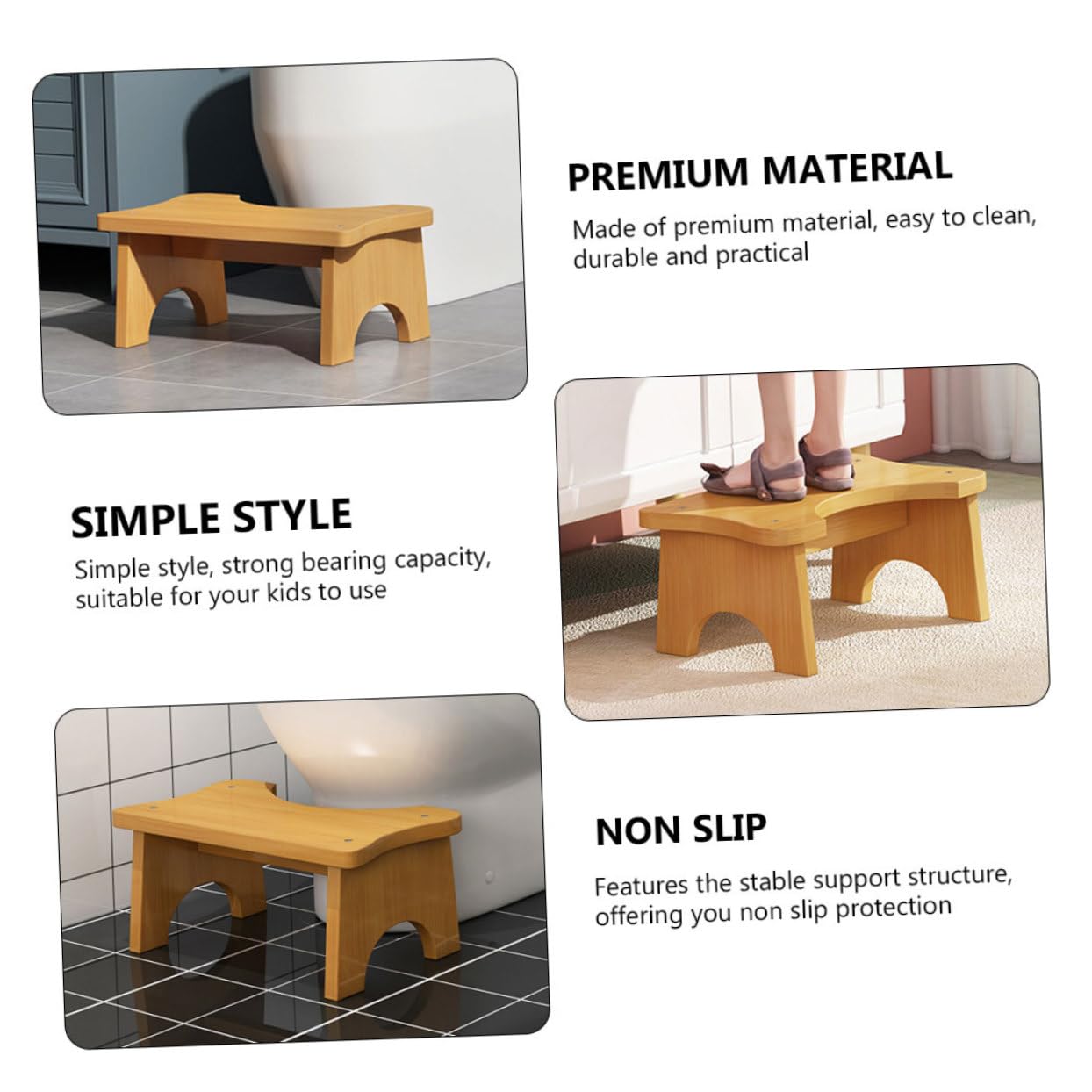 Cabilock Stabiler Badezimmer Fußhocker mit Rutschfester Oberfläche und Rechteckigem Design als Toilettensitz Trittschemel für Kinder und Ganze Familie