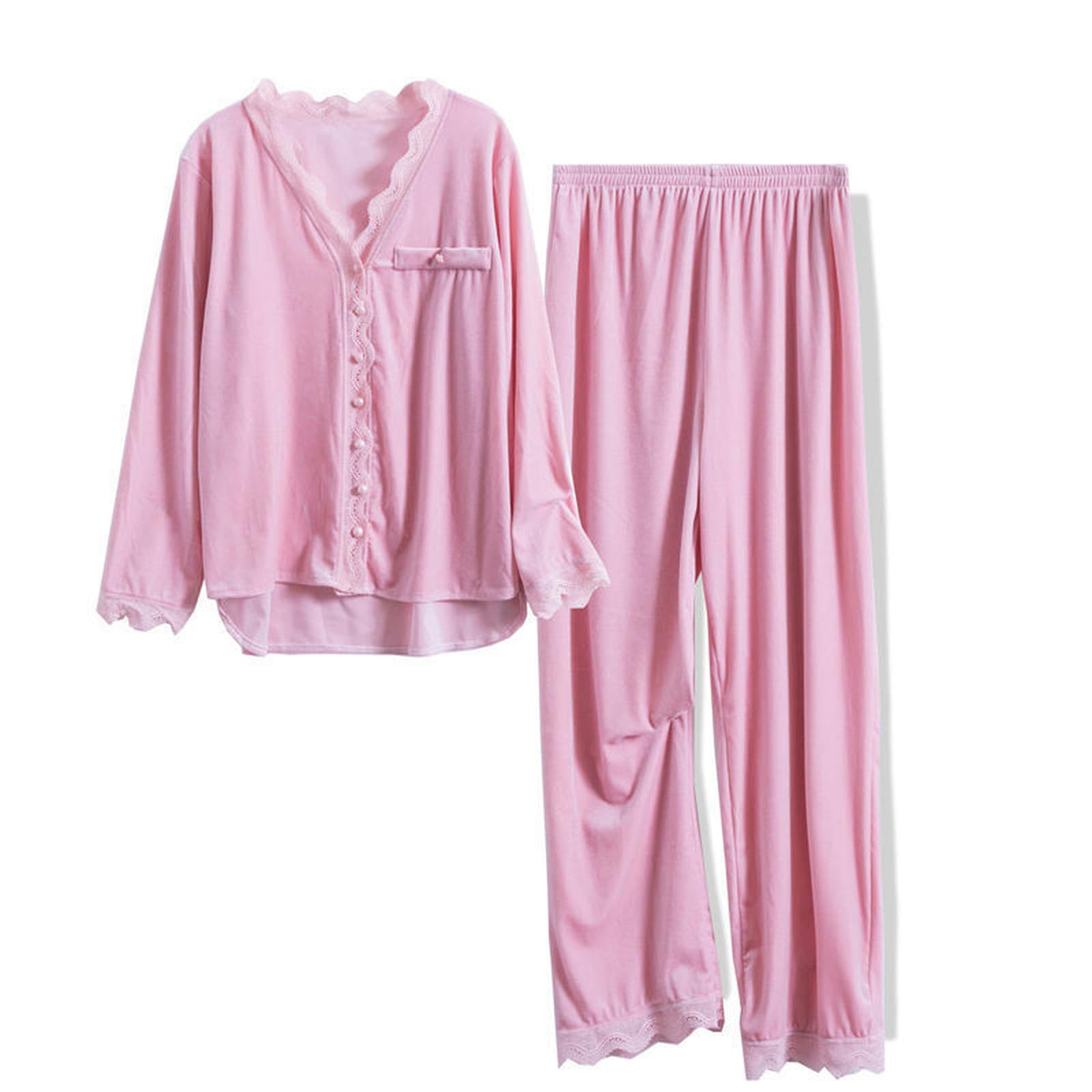 NOGRAX Pigiama Pigiami da Donna Set con Pantaloni Pigiama Caldo in Velluto Abito da Casa Grande Conjuntos De Mujer