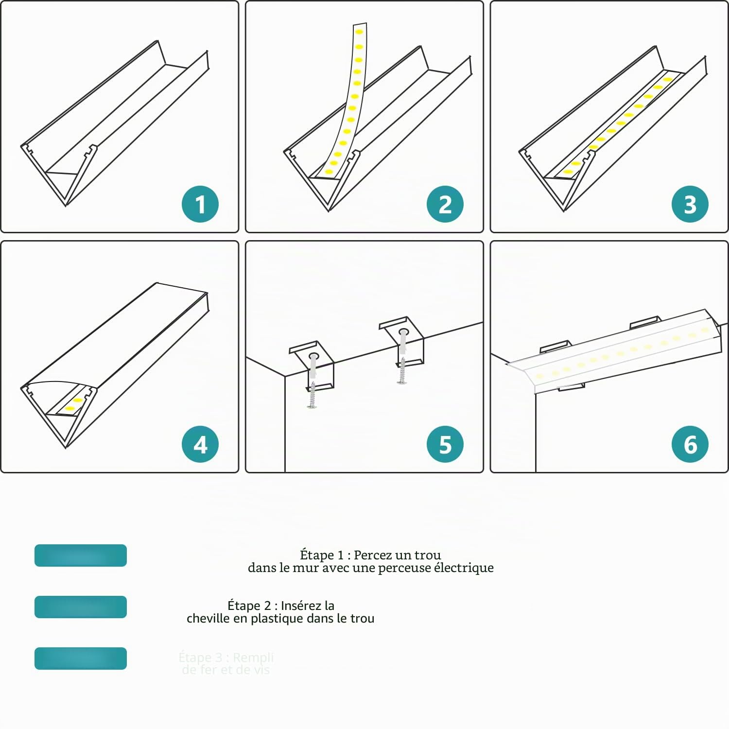 Gimisgu Profilé Aluminium LED, 10x1m Aluminium Profilé V-forme pour Bandes à LED, Compact Finition Professionnelle avec Blanc Laiteux Couvercle, Embouts, Clips de Montage en Métal