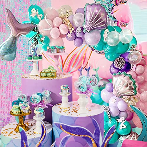 Image of DIY Balloon Garland Kit 95pack, Gold Confetti Balloons & Blue Pink Purple Latex Balloons for Baby Shower, Wedding, Birthday, Graduation,Party