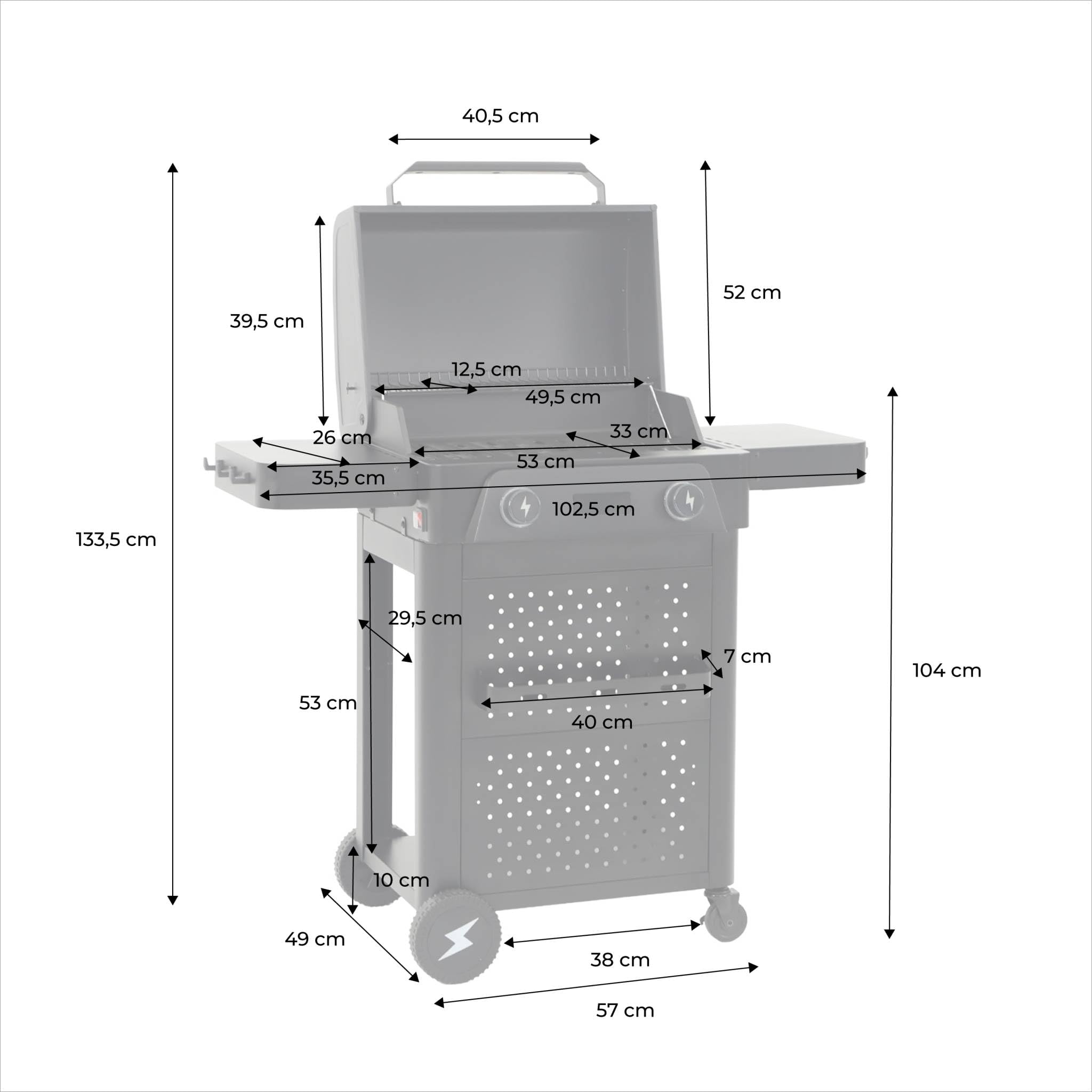 sweeek-Barbacoa eléctrica 2300 W de 2 quemadores Negro - 115.3x54x102.1 cm | Voltis