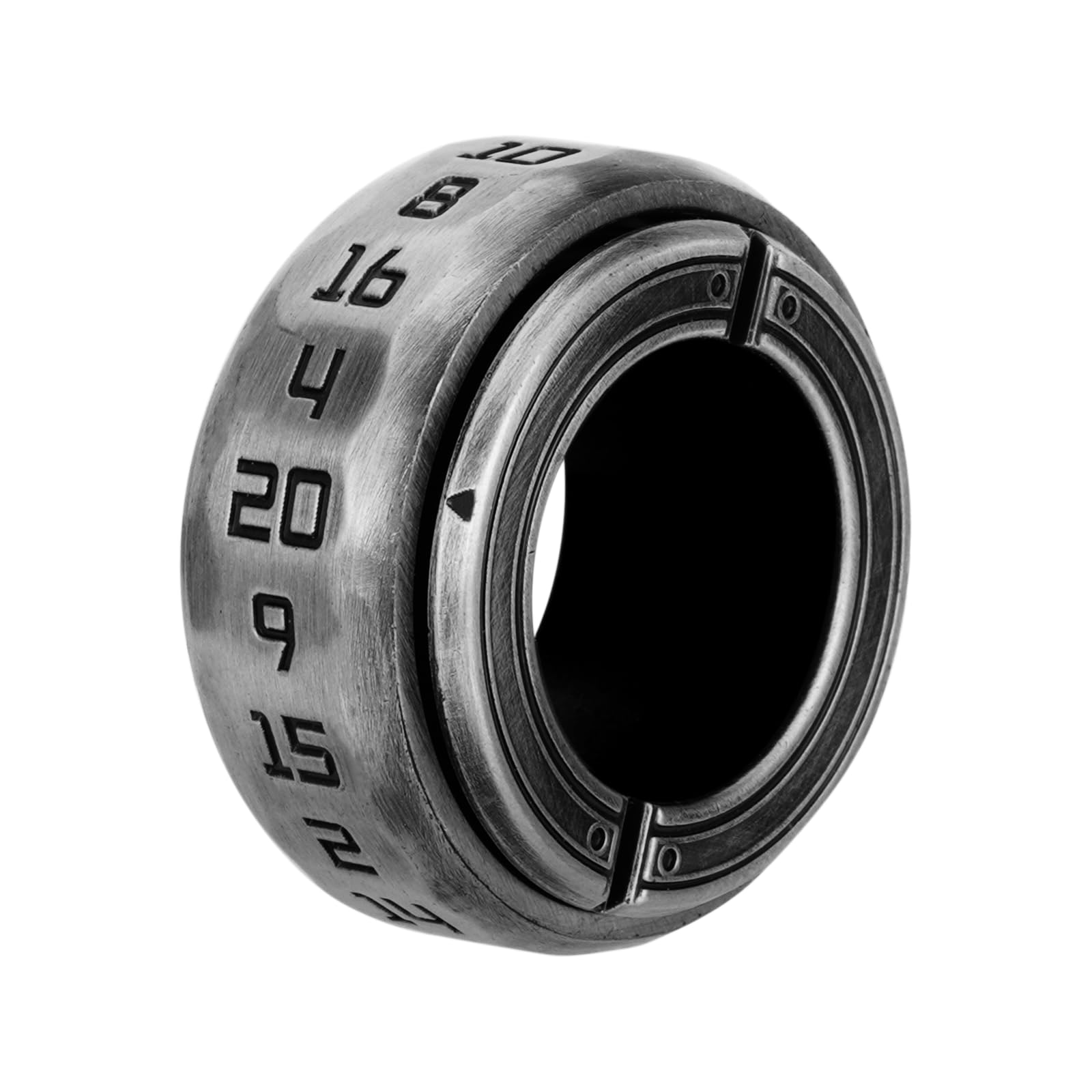 Unique D20 - Anello con dadi rotanti in lega di zinco, accessorio da gioco con dadi rotanti D20, regalo geek per giocatori da tavolo (argento)